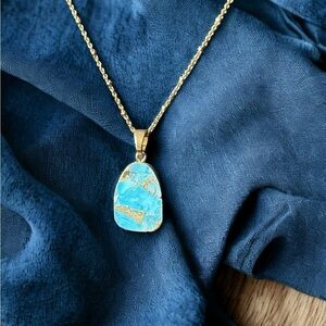 Copper Turquoise Gold Necklace